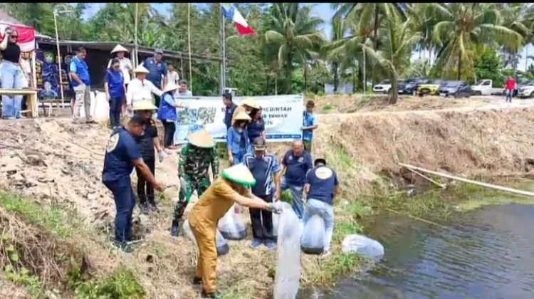 Tebar Benih Ikan Nila Program PWI Minut