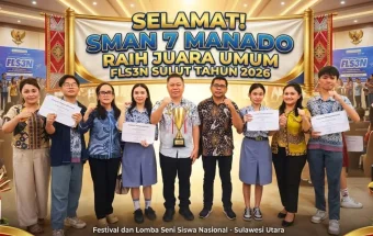 Moment SMAN 7 Manado Juara Umum FLS3N Sulut 2026