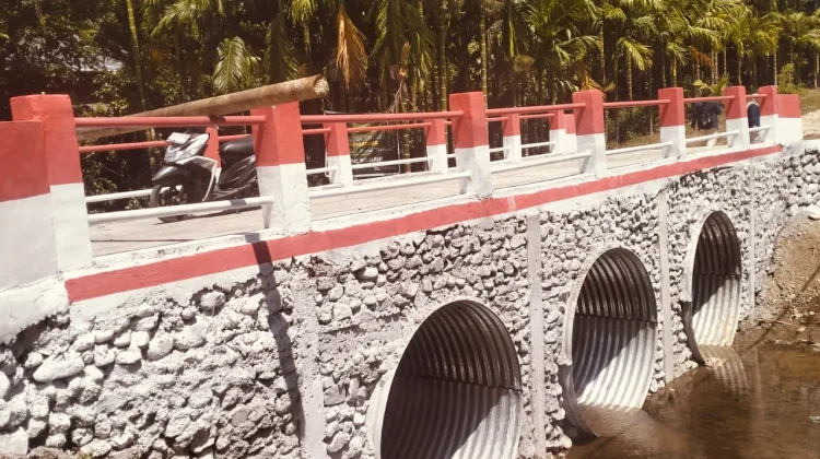 Pembangunan Jembatan Merah Putih desa  Uduwei Usou di Manokwari