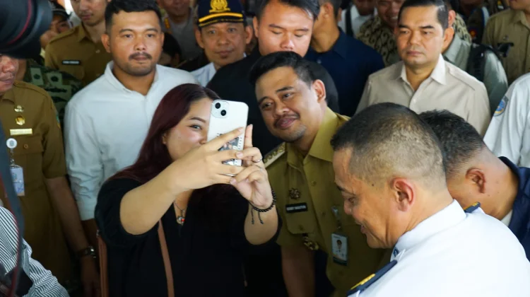 Pelepasan Mudik Gratis Sumatera Utara di Stasiun Kereta Api Medan