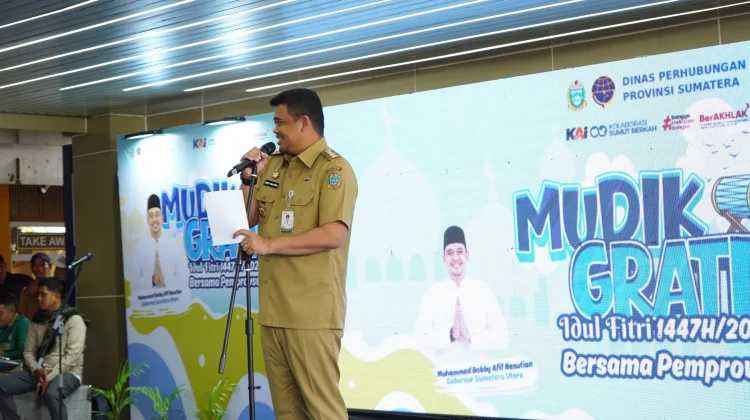 Pelepasan Mudik Gratis Sumatera Utara di Stasiun Kereta Api Medan