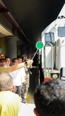 Pelepasan Mudik Gratis Sumatera Utara di Stasiun Kereta Api Medan