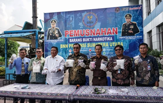 BNNP Sumut Musnahkan Barang Bukti Narkotika Hasil Operasi Saber Bersinar 2026