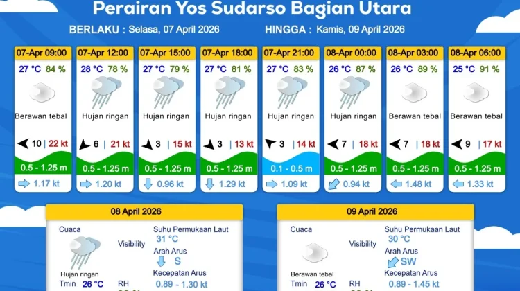 Prakiraan Cuaca Maritim Wilayah Provinsi Papua Selatan