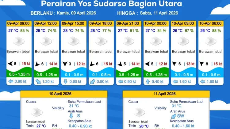 Prakiraan Cuaca Maritim Wilayah Provinsi Papua Selatan