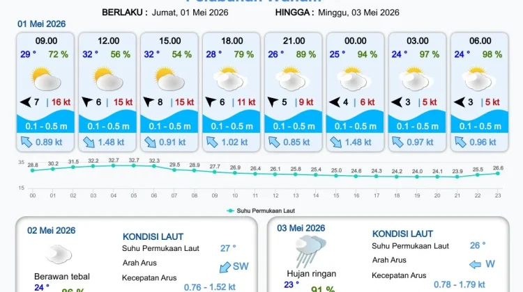 Update, Prakiraan Cuaca Pelabuhan di Papua Selatan