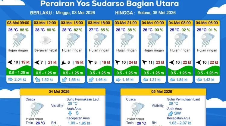 Prakiraan Cuaca Maritim Wilayah Provinsi Papua Selatan