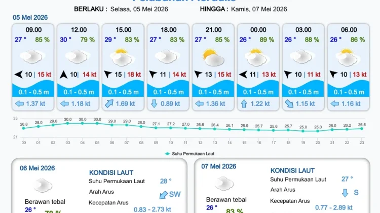 Terkini, Prakiraan Cuaca Pelabuhan di Papua Selatan