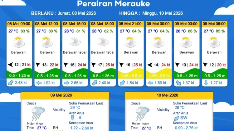 Prakiraan Cuaca Maritim Wilayah Provinsi Papua Selatan