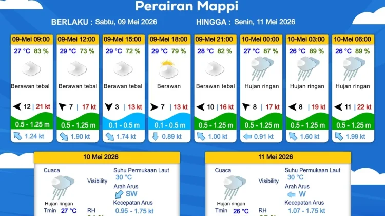 Prakiraan Cuaca Maritim Wilayah Provinsi Papua Selatan
