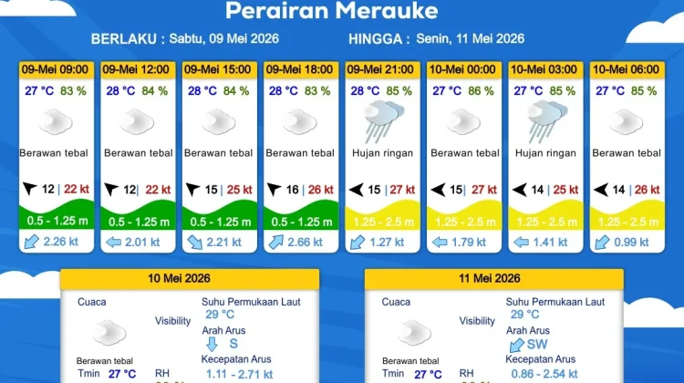 Prakiraan Cuaca Maritim Wilayah Provinsi Papua Selatan