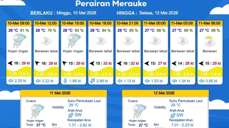 Prakiraan Cuaca Maritim Wilayah Provinsi Papua Selatan