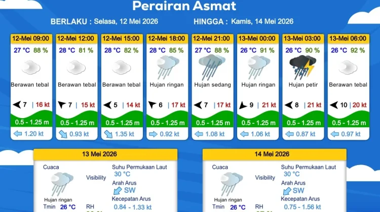 Prakiraan Cuaca Maritim Wilayah Provinsi Papua Selatan