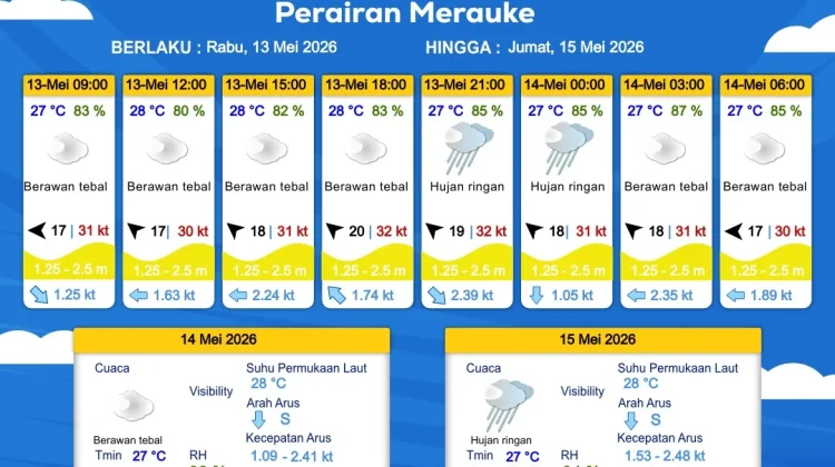 Prakiraan Cuaca Maritim Wilayah Provinsi Papua Selatan
