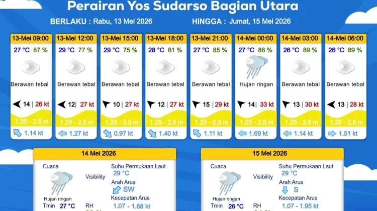 Prakiraan Cuaca Maritim Wilayah Provinsi Papua Selatan