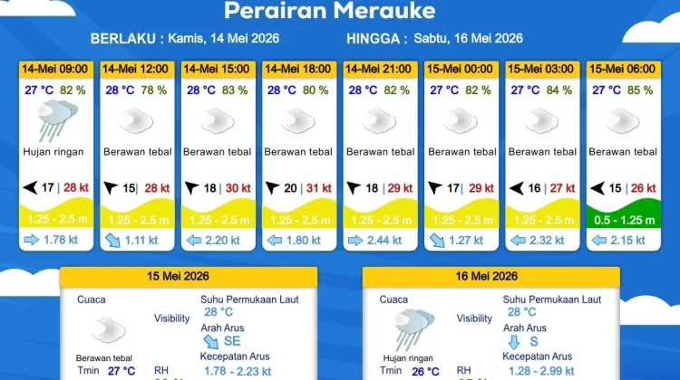 Prakiraan Cuaca Maritim Wilayah Provinsi Papua Selatan