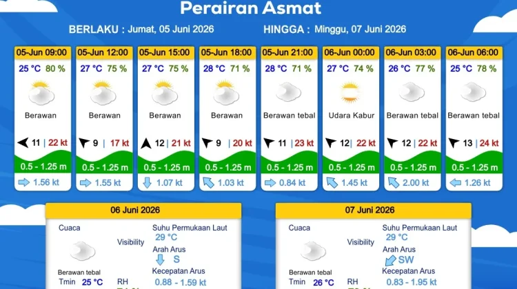 Prakiraan Cuaca Maritim Wilayah Provinsi Papua Selatan