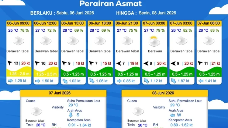 Prakiraan Cuaca Maritim Wilayah Provinsi Papua Selatan