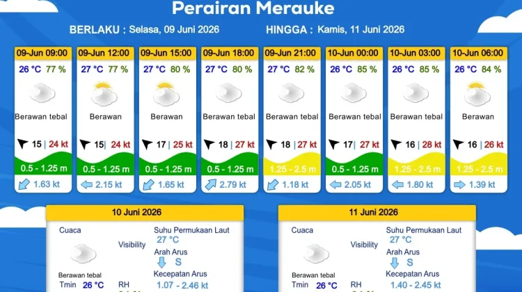Prakiraan Cuaca Maritim Wilayah Provinsi Papua Selatan