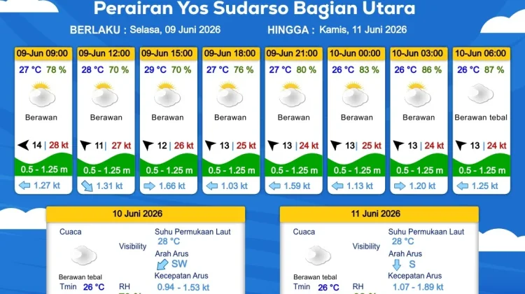 Prakiraan Cuaca Maritim Wilayah Provinsi Papua Selatan