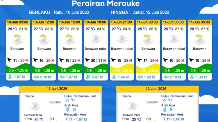 Prakiraan Cuaca Maritim Wilayah Provinsi Papua Selatan