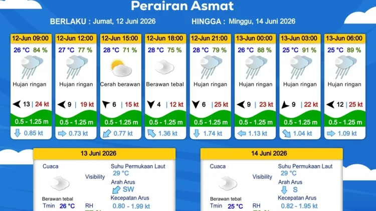 Prakiraan Cuaca Maritim Wilayah Provinsi Papua Selatan
