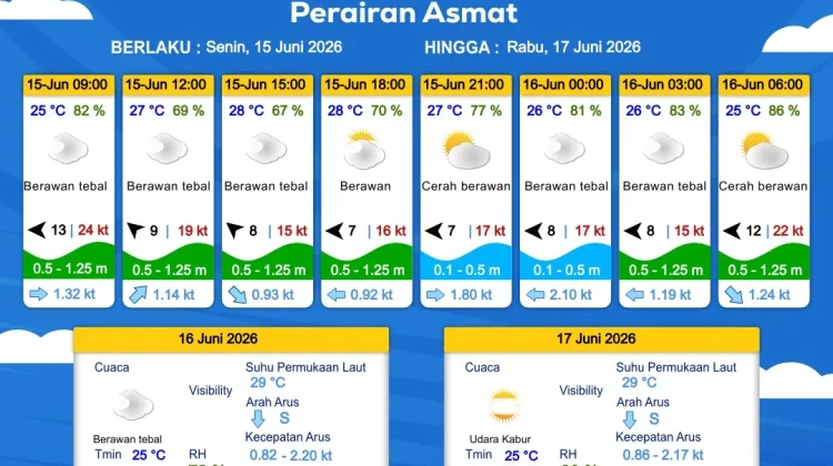 Prakiraan Cuaca Maritim Wilayah Provinsi Papua Selatan