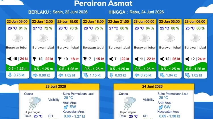 Prakiraan Cuaca Maritim Wilayah Provinsi Papua Selatan