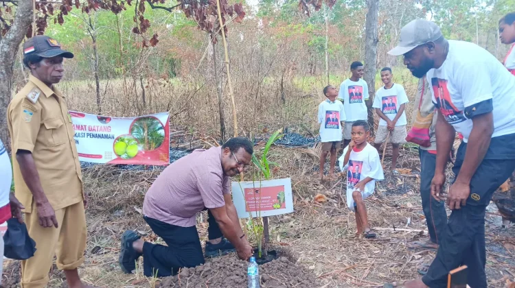 Edoardus Kaize Ajak Masyarakat Wasur Tanam Sagu.