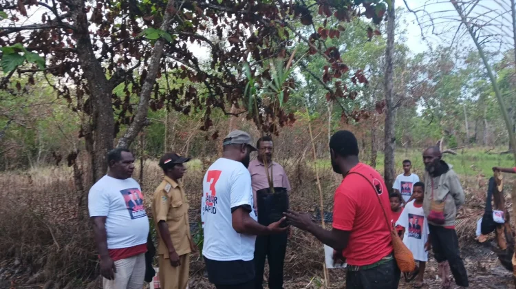 Edoardus Kaize Ajak Masyarakat Wasur Tanam Sagu.
