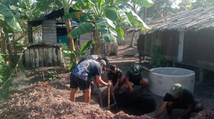 TMMD Ke-129 Kodim 1707/Merauke Mulai Pasang Buis Beton Sumur Galian