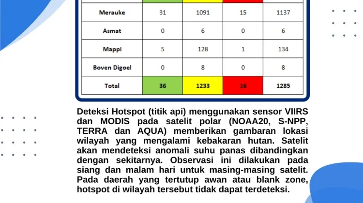 Terkini, Sebaran Titik Panas Capai 1.285 di Papua Selatan