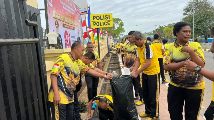 Kerja Bakti Polres Merauke Sambut Hari Kemerdekaan
