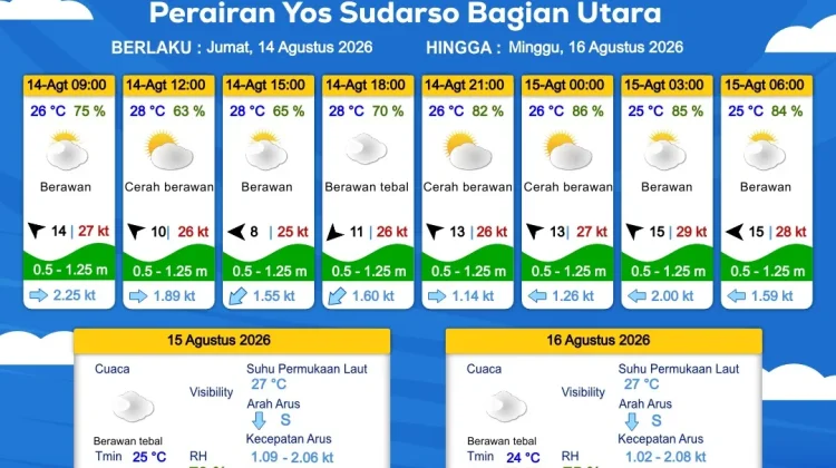 Prakiraan Cuaca Maritim Wilayah Provinsi Papua Selatan