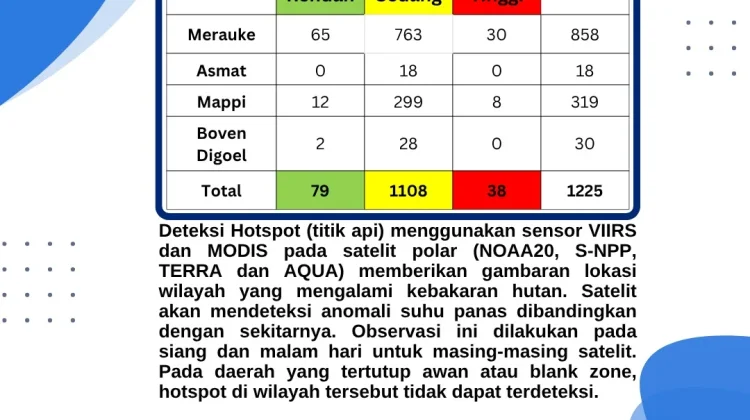 Update, Sebaran Titik Panas di Papua Selatan