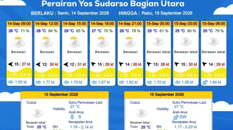 Prakiraan Cuaca Maritim Wilayah Provinsi Papua Selatan