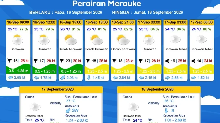 Prakiraan Cuaca Maritim Wilayah Provinsi Papua Selatan