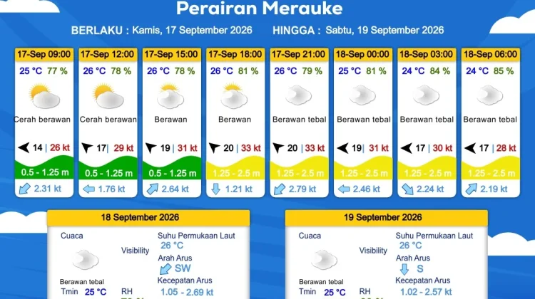 Prakiraan Cuaca Maritim Wilayah Provinsi Papua Selatan