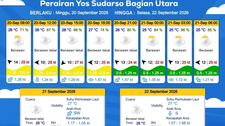 Prakiraan Cuaca Maritim Wilayah Provinsi Papua Selatan