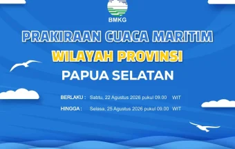 Prakiraan Cuaca Maritim Wilayah Provinsi Papua Selatan, 22 - 25 Agustus 2026