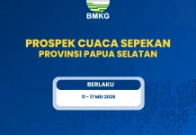 Terbaru, Prospek Cuaca Sepekan di Papua Selatan