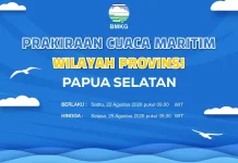Prakiraan Cuaca Maritim Wilayah Provinsi Papua Selatan, 22 - 25 Agustus 2026