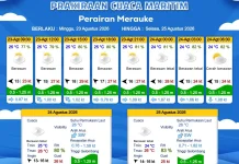 Prakiraan Cuaca Maritim Wilayah Provinsi Papua Selatan, 23 - 26 Agustus 2026