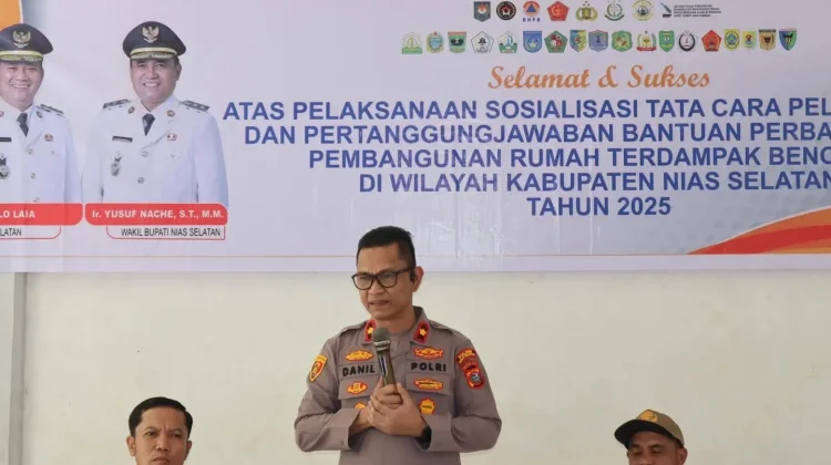 Wakapolres Nias Selatan Hadiri Sosialisasi Perbaikan Rumah Bencana