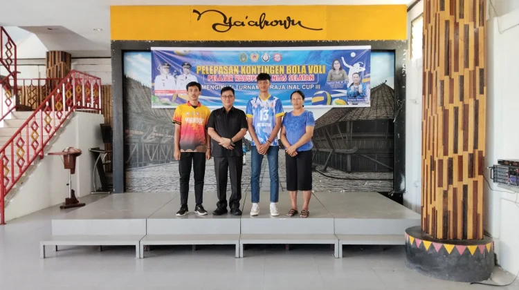 Momen Pelepasan Tim Voli Pelajar Putra Nias Selatan Bertanding di Raja Inal Cup III