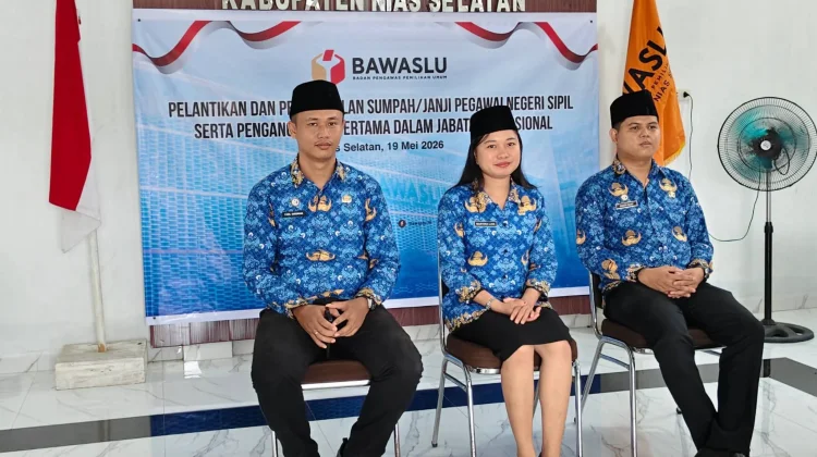 Bawaslu Nias Selatan Lantik Tiga Pejabat Fungsional