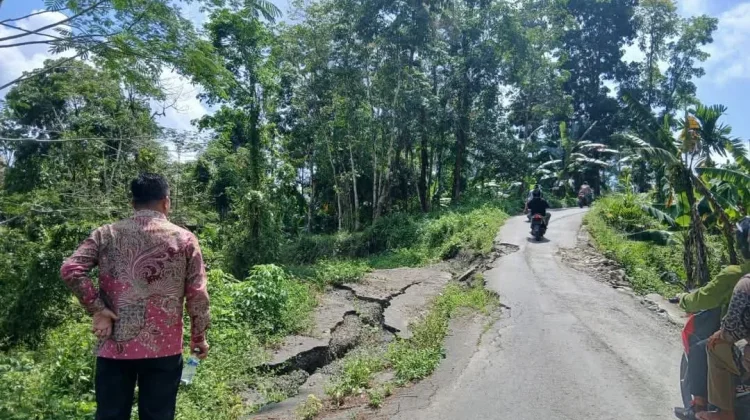 Bupati Nisel Tinjau Jalan Longsor di Desa Lawa-Lawa Luo, Lolomatua