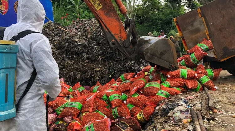 Penampakan Puluhan Ton Pangan Ilegal Dimusnahkan