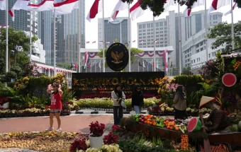 Taman Polkam Merdeka 81 Jadi Spot Foto Warga jelang HUT ke-81 RI