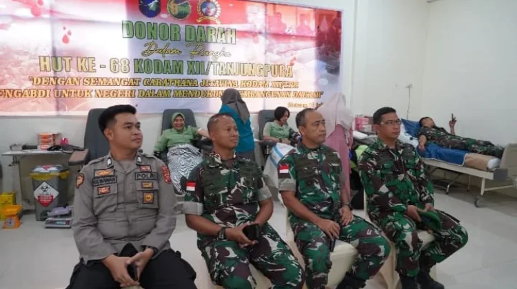 HUT ke-68 Kodam XII/Tanjungpura Korem 121/Abw Gelar Donor Darah